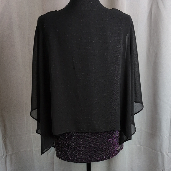 Chico's Black Layered Asymmetrical 3/4 Sleeve Top - Picture 2 of 6